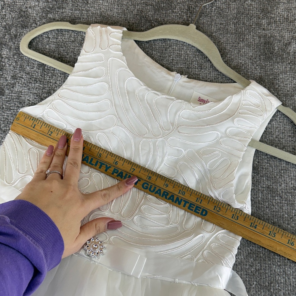 Sunny Fashion Sleeveless Elegant White Kids Dress Flower Girl Baptism Girls 10 - Picture 6 of 12